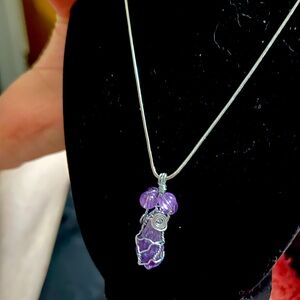 Wrapped amethyst gemstone necklace